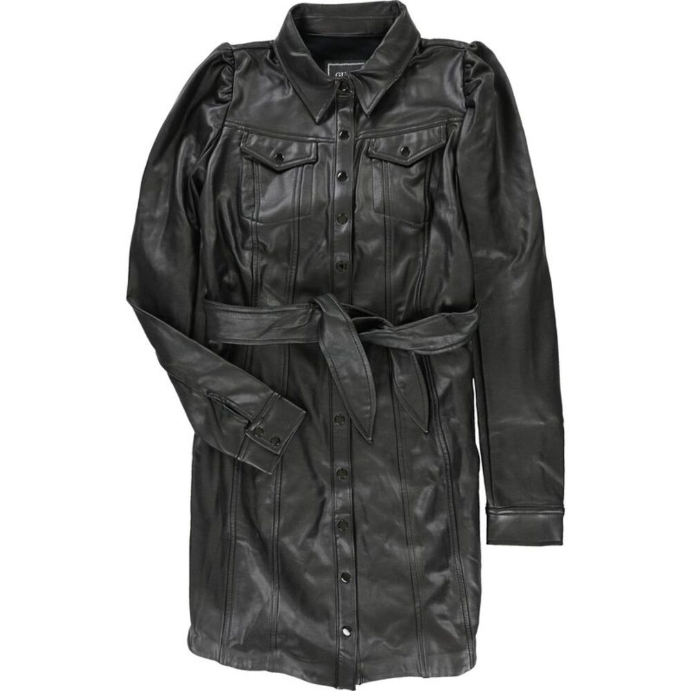 GUESS Womens Lina Shirt Dress, Black, XS, DM